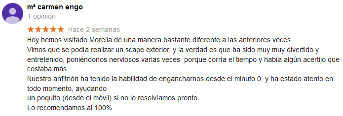 reseña de 5 estrellas de visitante de morella